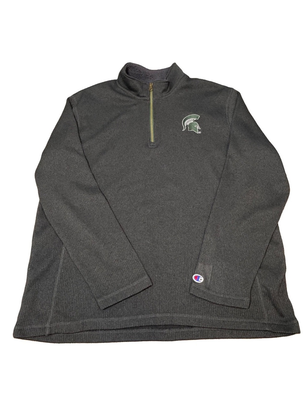 Champion Michigan State University Spartans 1/4 Zip Fleece Sweater Ribbed XL